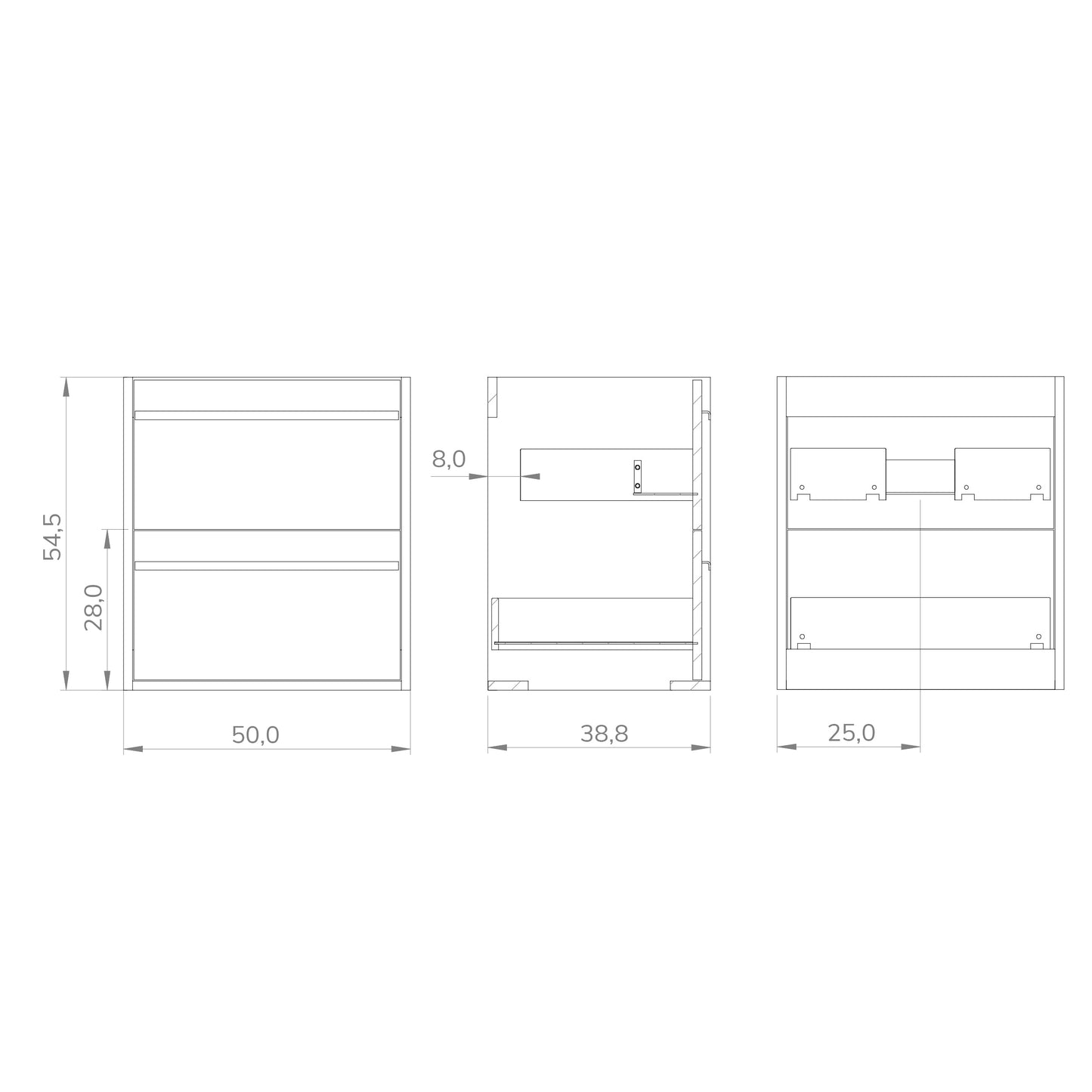 Mattila Noir 500mm Wall Hung Vanity Unit with Matt Black Handles - Rustic Oak