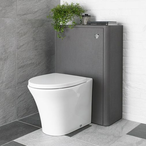 Linen Textured Grey 600mm WC Back To Wall Toilet Unit Including Conceal Cistern