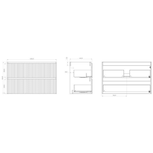 Luxe Matt Double Drawer Wall Hung Vanity Unit Including Basin - Select Size