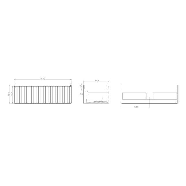 Luxe Matt Black Fluted Wall Hung Vanity Unit Including Basin 1000mm x 460mm