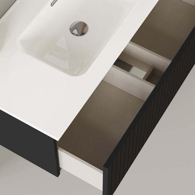 Luxe Matt Double Drawer Wall Hung Vanity Unit Including Basin - Select Size
