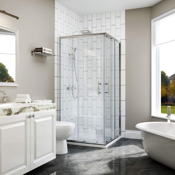 NILE 1100 x 1100 mm Framed Sliding Corner Entry Shower Enclosure