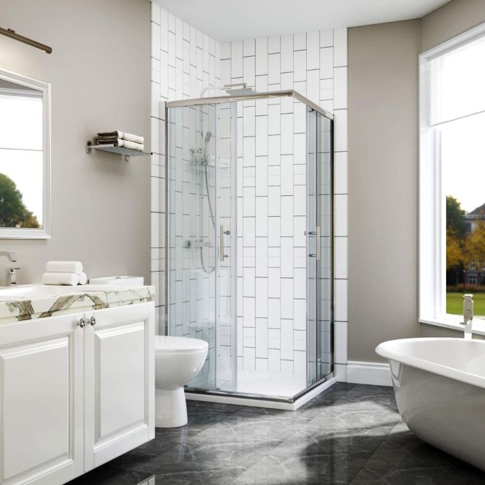 NILE 1100 x 1100 mm Framed Sliding Corner Entry Shower Enclosure