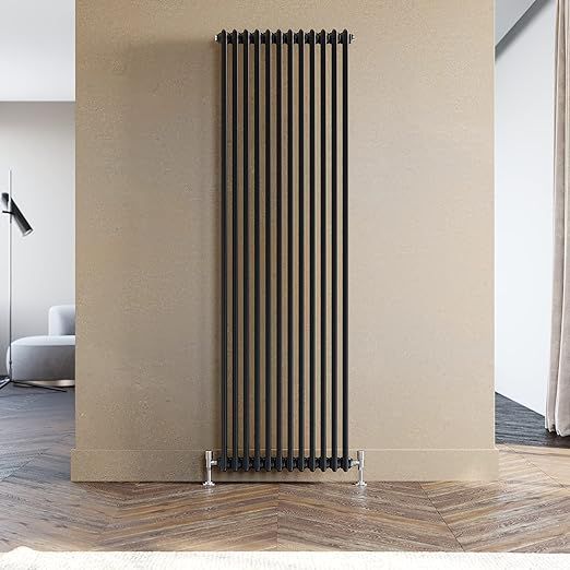 NILE Traditional Radiator Black Vertical Radiator 1800 x 560 mm Double Column Cast Iron Heater Central Heating Radiator
