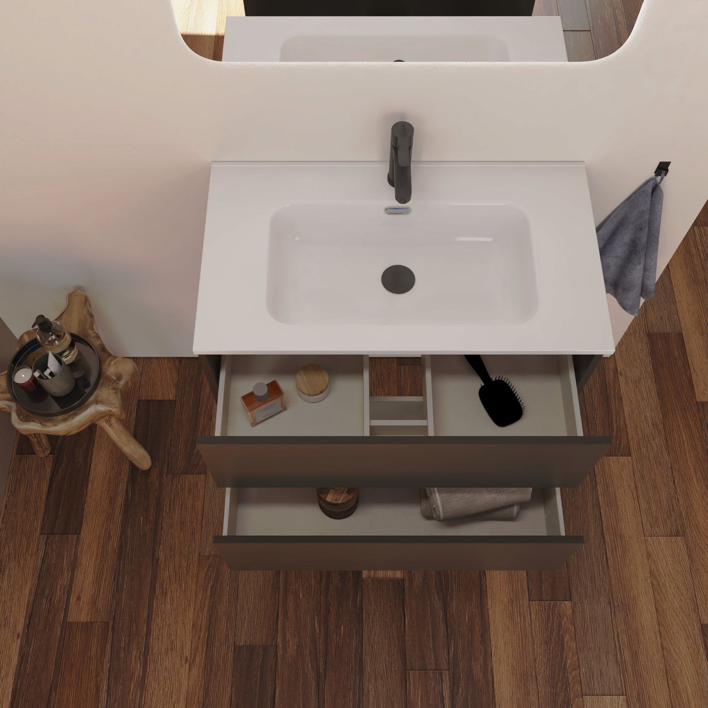 Optimus Noir Wall Hung Vanity Unit + Basin - Matt Black