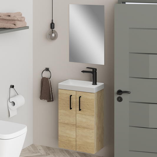 Geo 400mm Natural Oak Wall Hung Cloakroom Vanity