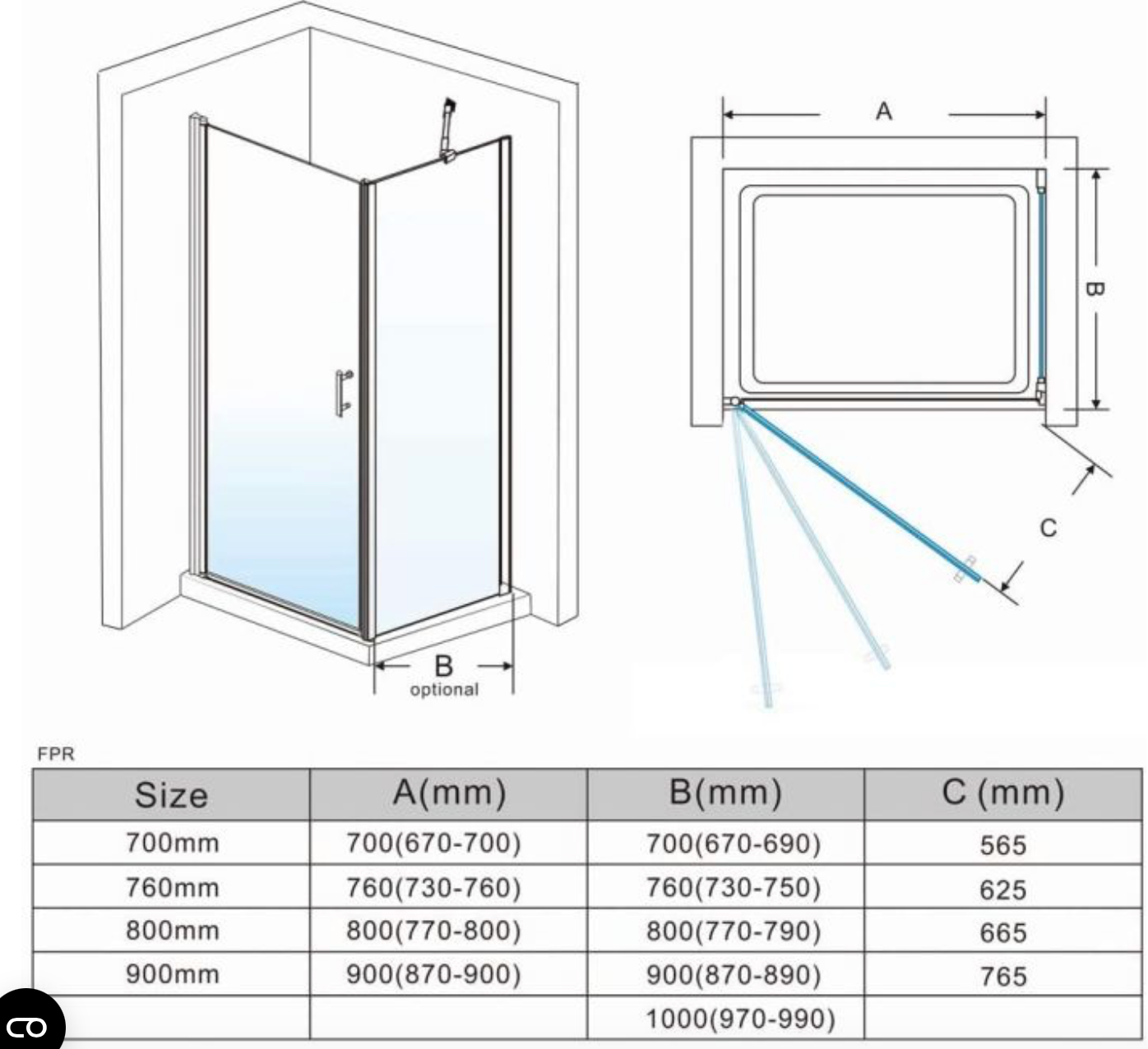 NILE Frameless Pivot Hinged Shower Enclosure 6mm Tempered Glass 700mm x 700mm