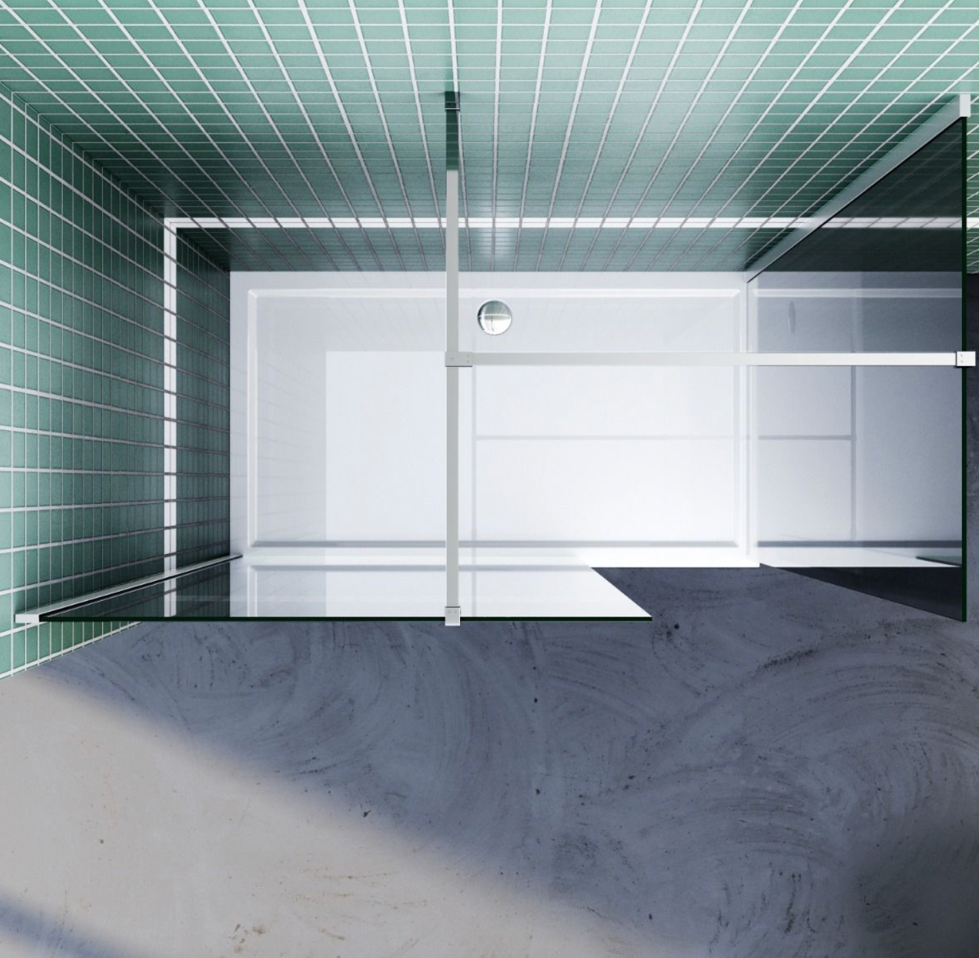 NILE Smoked Glass Walk-In Shower Enclosure 8mm Easy Clean Inc. Shower Panels, Stone Resin Tray + Waste 1200mm x 700mm