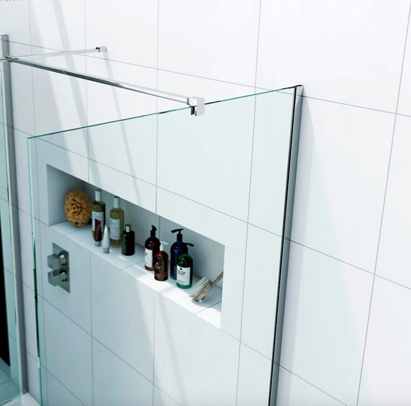 NILE Walk-In Shower Enclosure 8mm Easy Clean Inc. Shower Panels, Stone Resin Tray + Waste 160mm x 700mm