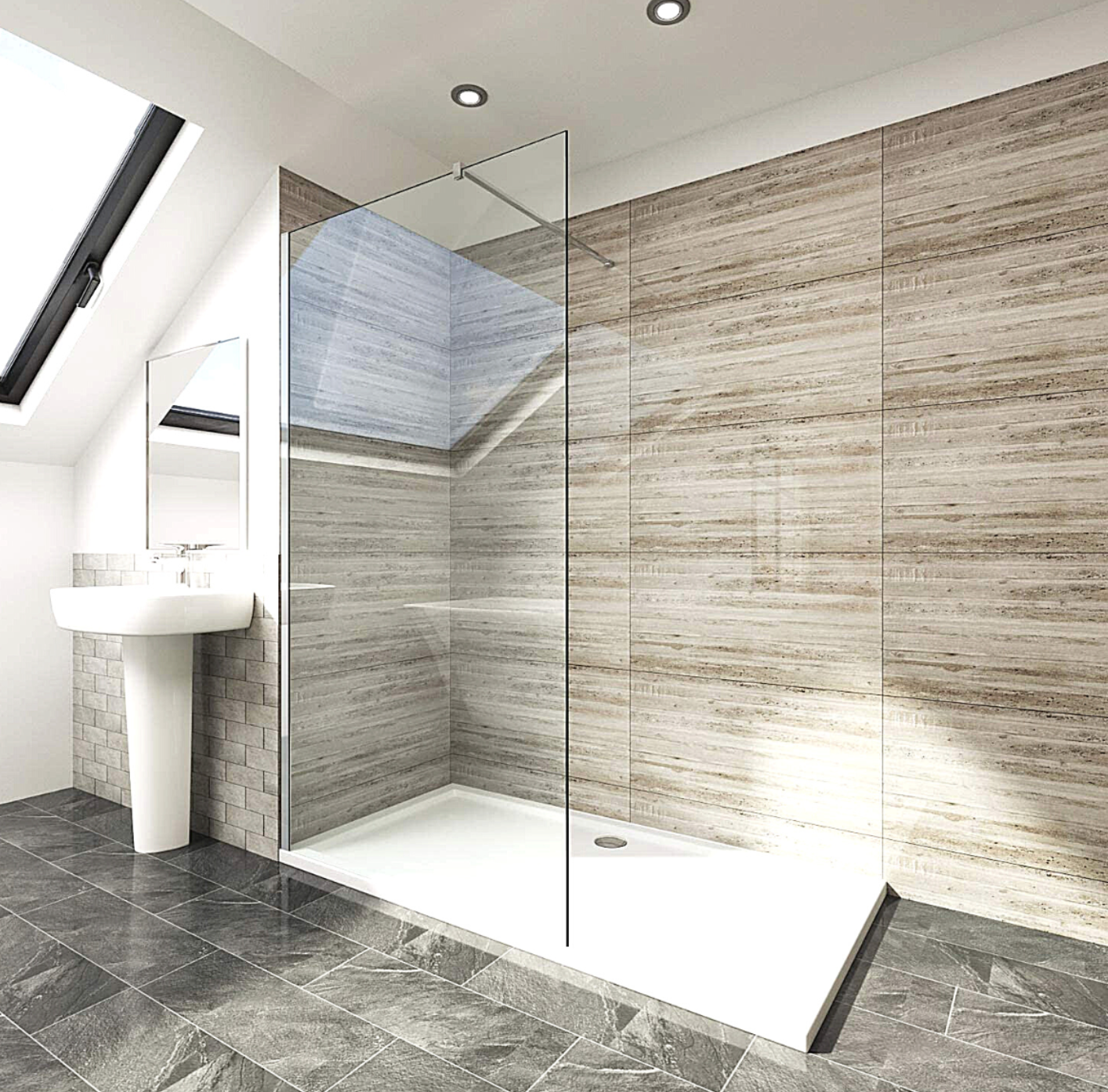 NILE 700mm Walk-In Shower Panel 6mm Tempered Glass Shower Screen