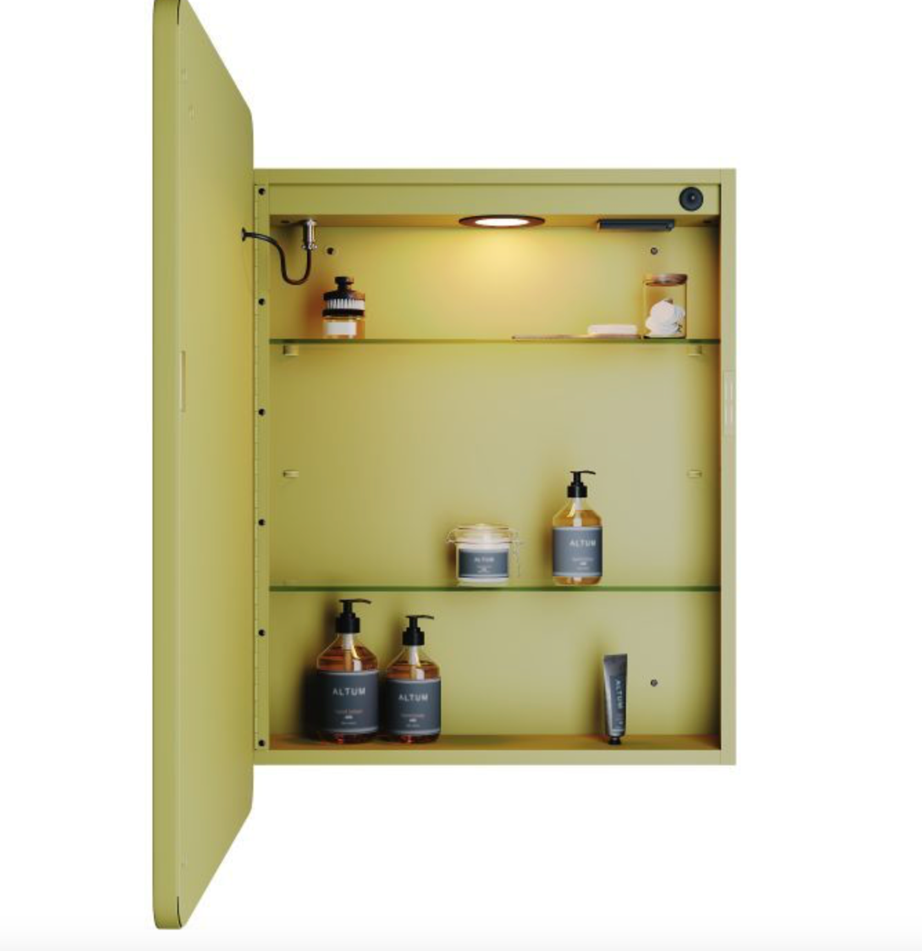 NILE Gold LED Bathroom Mirror Cabinet with Shaver Socket and Demister