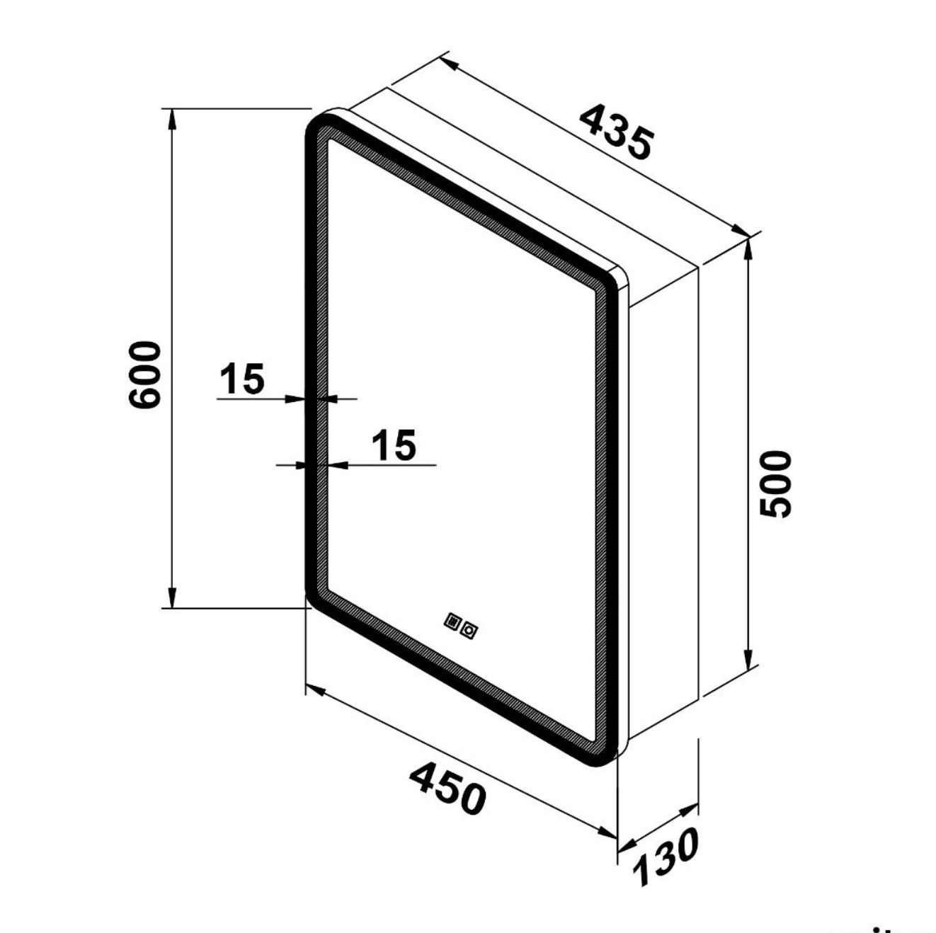 NILE Gold LED Bathroom Mirror Cabinet with Shaver Socket and Demister