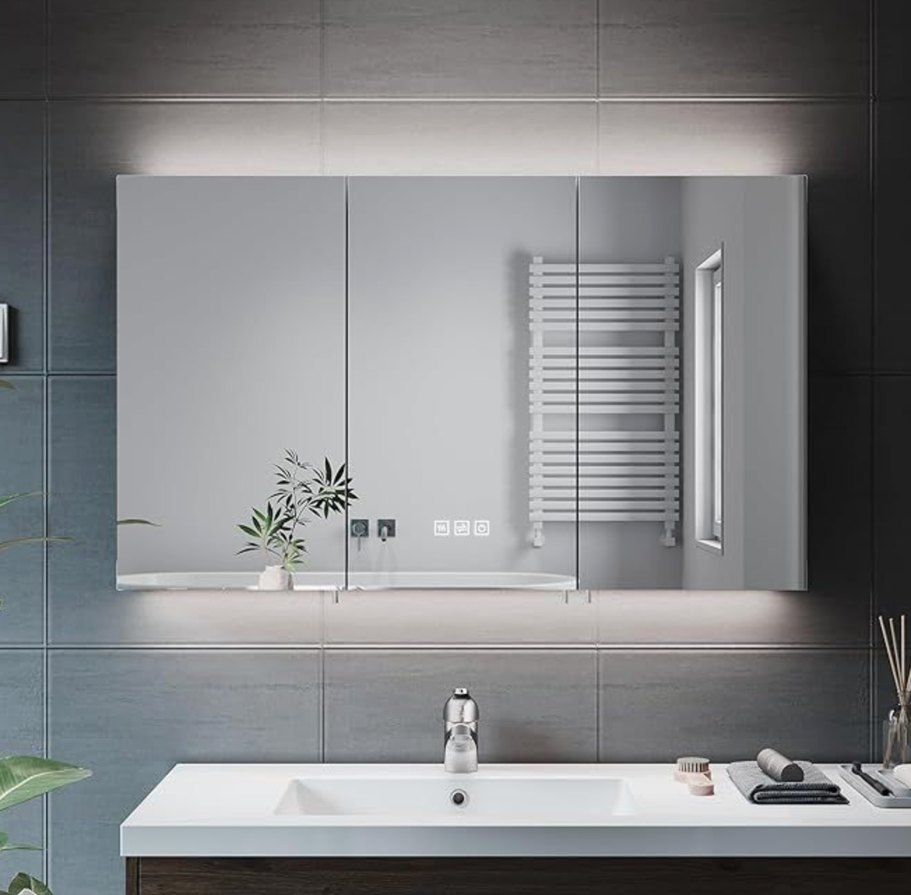 NILE Bathroom Mirror Cabinet with Shaver Socket 1000mm x 600mm