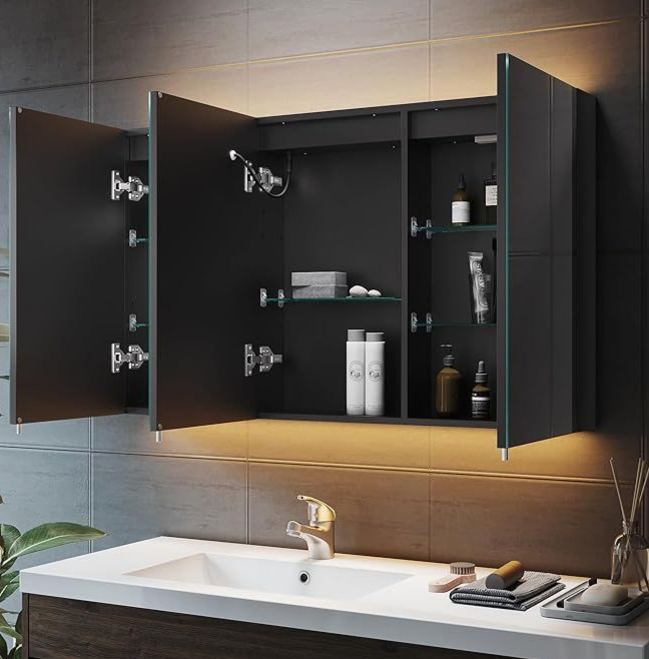NILE Bathroom Mirror Cabinet with Shaver Socket 1000mm x 600mm