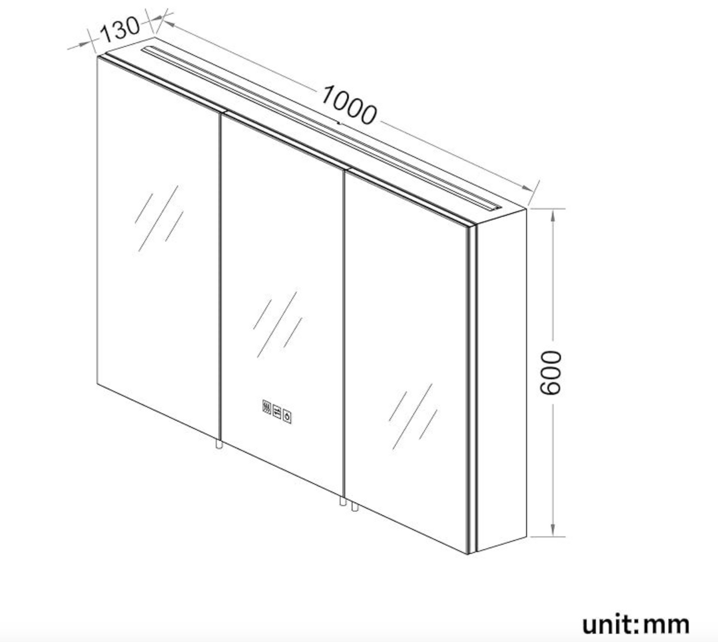 NILE Bathroom Mirror Cabinet with Shaver Socket 1000mm x 600mm