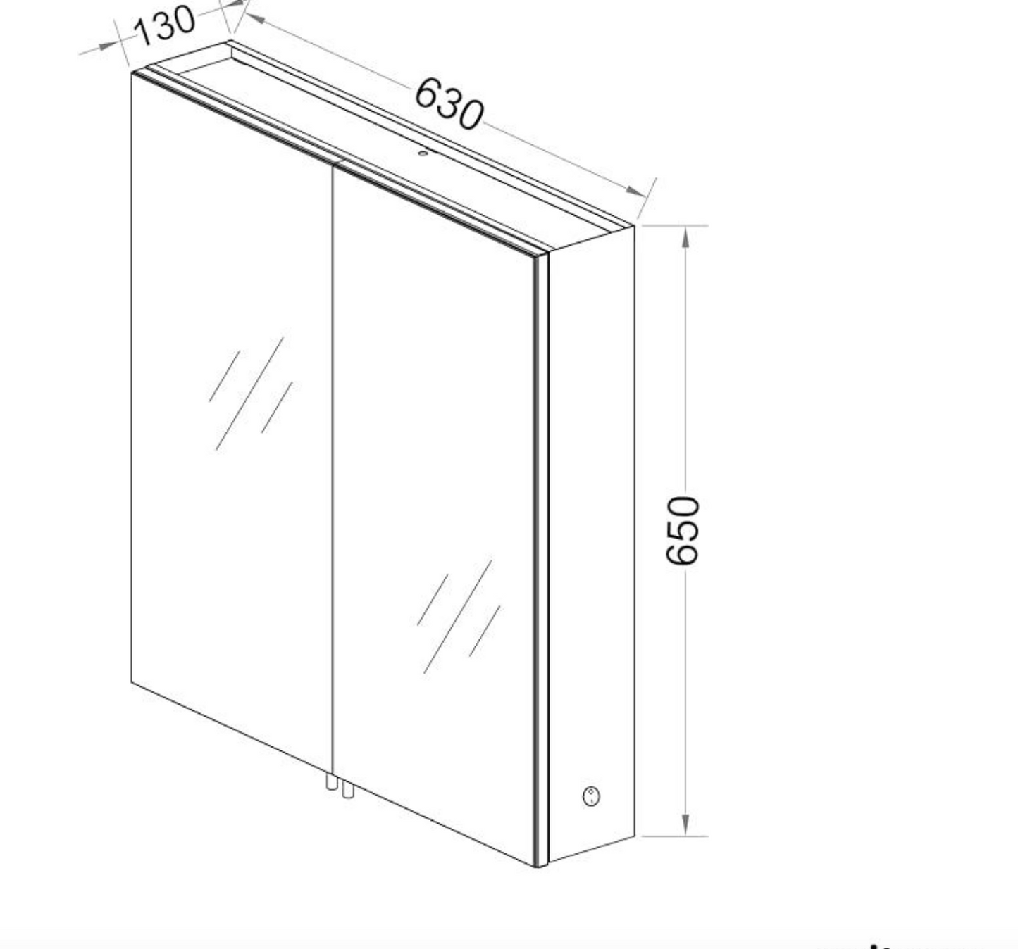 NILE 630mm x 650mm Illuminated Bathroom Mirror Cabinet with Shaver Socket