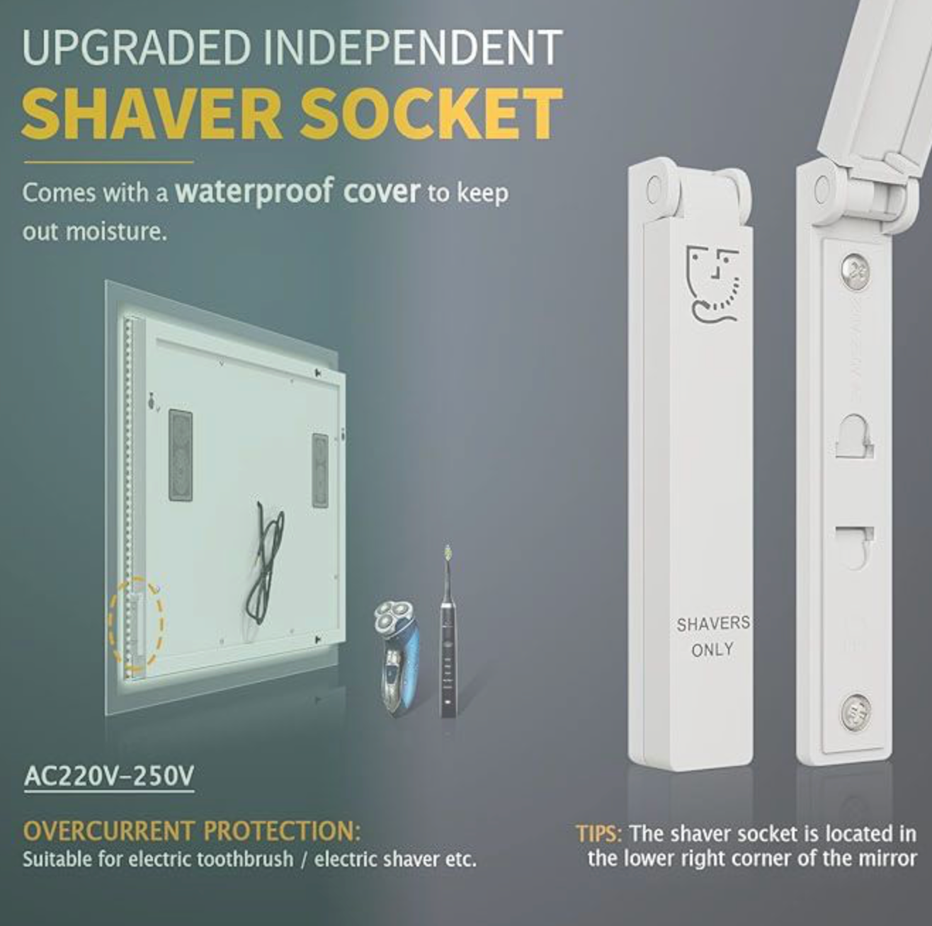 NILE 900mm X 700mm Wall Hung Bathroom Illuminated LED Mirror | Shaver Socket | Demister
