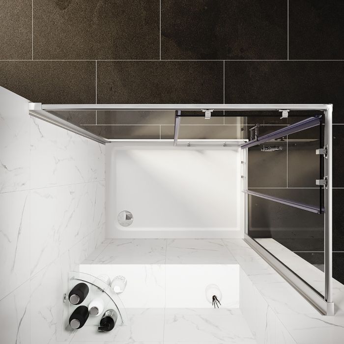 NILE 760 x 760mm Reversible Framed Sliding Corner Entry Shower Enclosure Shower Cubicle