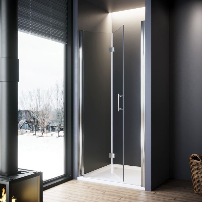 NILE 800mm Frameless Bifold Hinged Shower Door Shower Screen