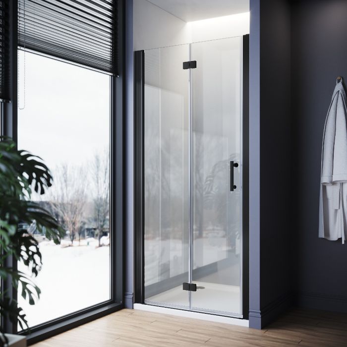 NILE 860mm Black Bifold Shower Door Frameless Bathroom Shower Door