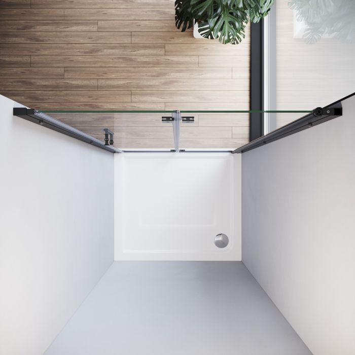 NILE 860mm Black Bifold Shower Door Frameless Bathroom Shower Door