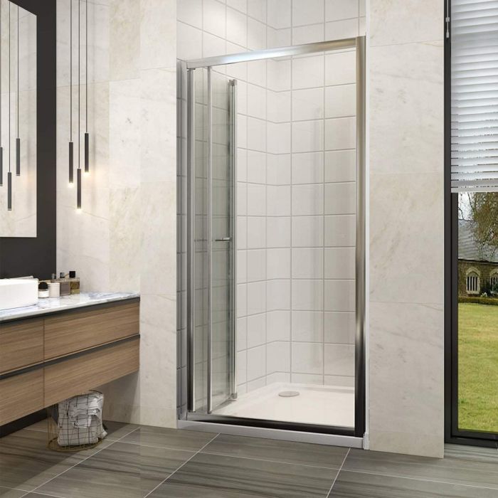 NILE 800mm Framed Bifold Shower Door 5mm Tempered Glass Shower Screen