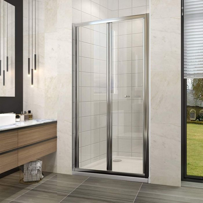 NILE 800mm Framed Bifold Shower Door 5mm Tempered Glass Shower Screen