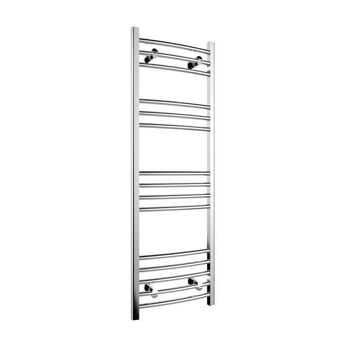 NILE 1200 x 400mm Curved Chrome Heated Bathroom Towel Ladder Radiator Rail