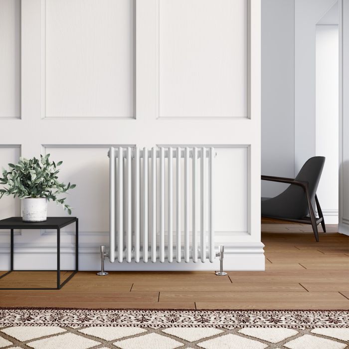 NILE 600x599mm Traditional Radiator Cast Iron Style 3 Column White Horizontal Radiator