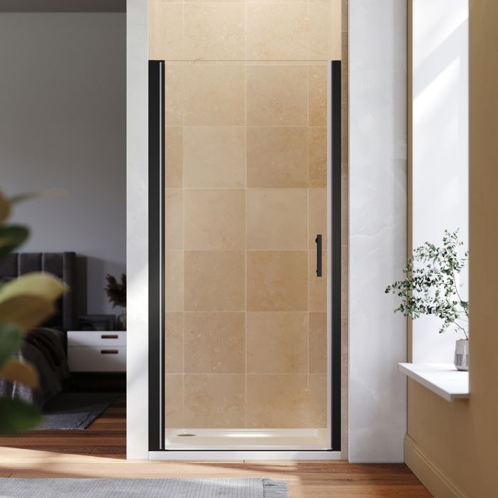 NILE 860mm Frameless Pivot Shower Door 5mm Safety Glass Shower Enclosure Cubicle Black