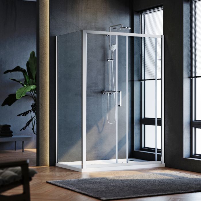 NILE 1200x800mm Sliding Door Shower Enclosure 8mm Easy Clean Nano Glass Shower Cubicle
