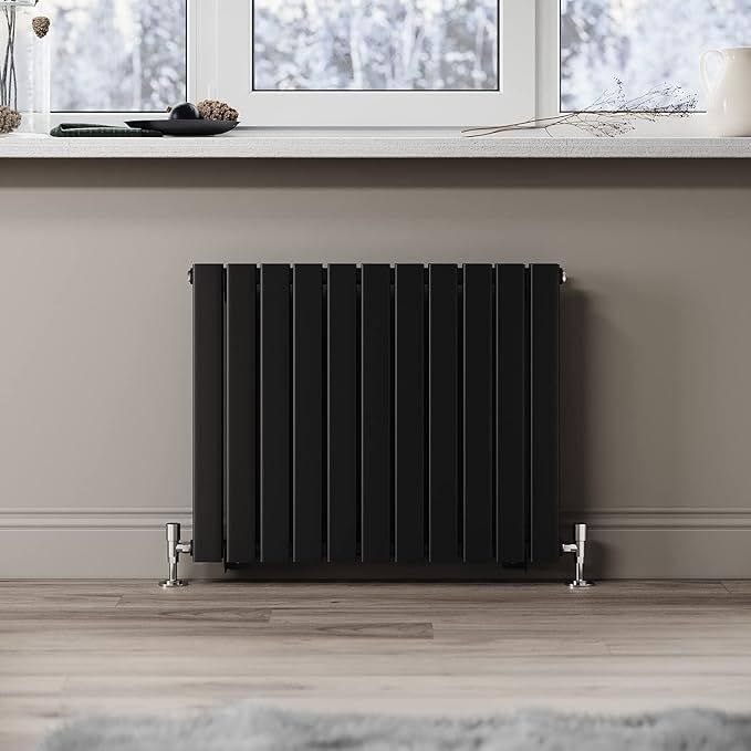 NILE 600 x 748 mm Black Horizontal Radiator Double Flat Panel Radiator