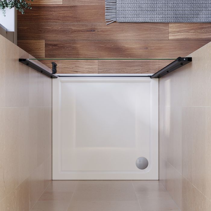 NILE 860mm Frameless Pivot Shower Door 5mm Safety Glass Shower Enclosure Cubicle Black