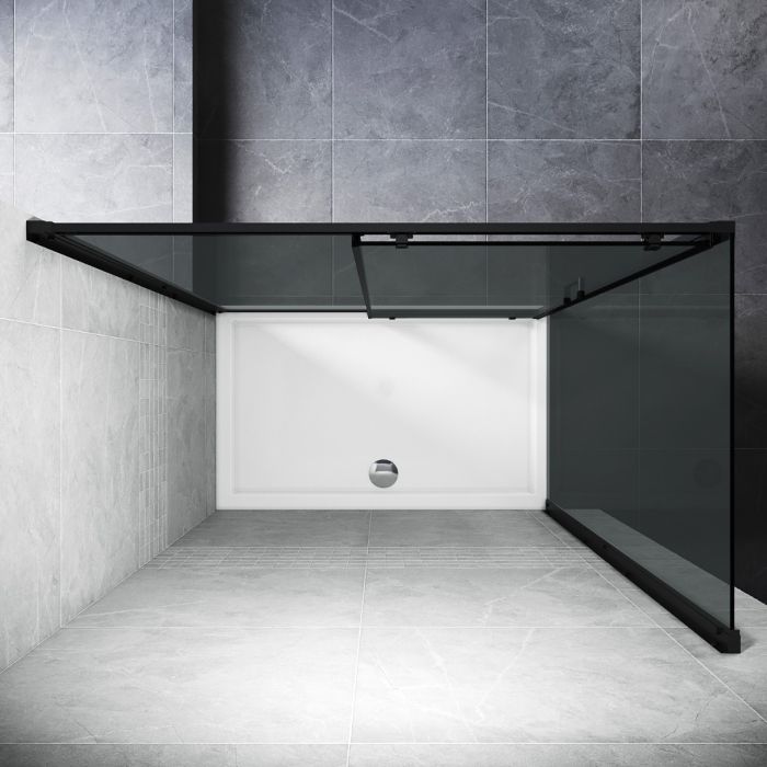 NILE 1200x900mm Black Sliding Shower Door with side panel Shower Enclosure