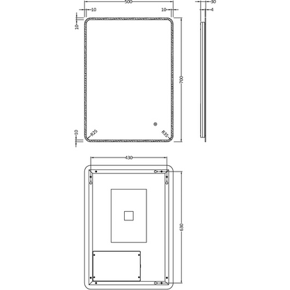 nuie Ambient LED Touch Sensor Mirror 700 x 500mm