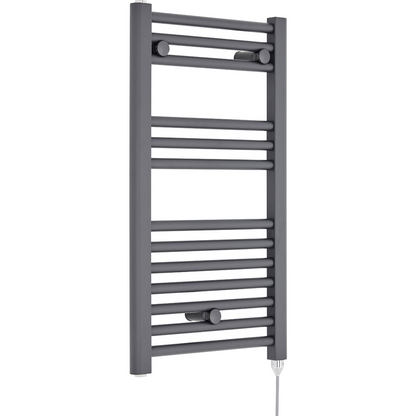 nuie Anthracite 300W Round Electric Towel Rail 720 x 400mm