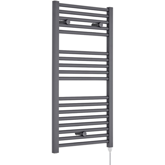 nuie Anthracite 500W Round Electric Towel Rail 920 x 480mm