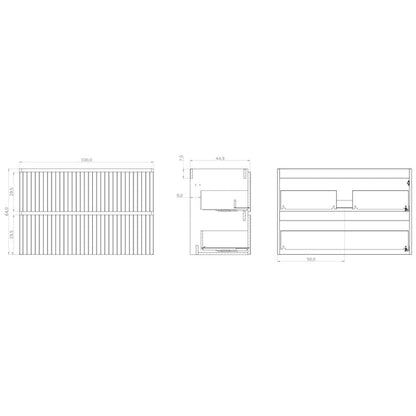 Luxe Matt Double Drawer Wall Hung Vanity Unit Including Basin - Select Size