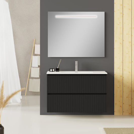 Luxe Matt Double Drawer Wall Hung Vanity Unit Including Basin - Select Size