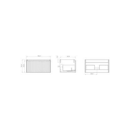 Luxe Muscat Sage Fluted Wall Hung Vanity Unit Including Basin 600mm x 390mm