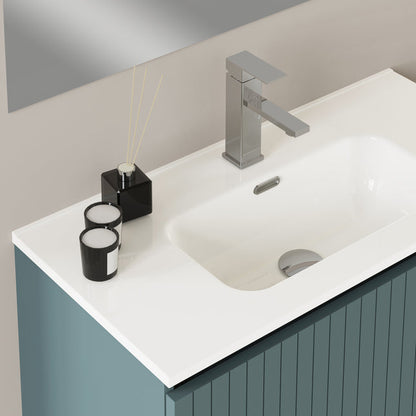 Luxe Ocean Blue Fluted Wall Hung Vanity Unit Including Basin 800mm x 390mm
