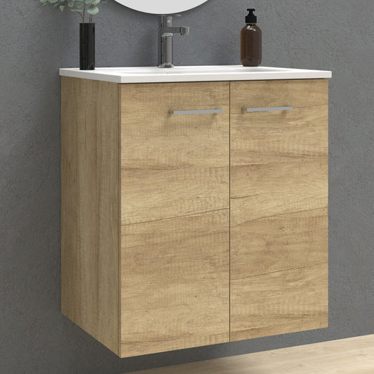 Rabat Natural Oak Wall Hung Vanity Unit 600mm