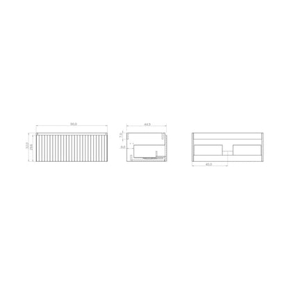 Luxe Matt White Fluted Wall Hung Vanity Unit Including Basin 800mm x 460mm
