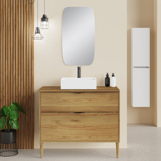 Sicily Caramel Oak 1000mm Wall Hung Vanity Unit - Select Size