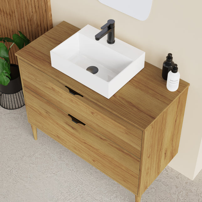 Sicily Caramel Oak 1000mm Wall Hung Vanity Unit - Select Size