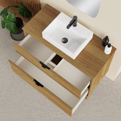 Sicily Caramel Oak 1000mm Wall Hung Vanity Unit - Select Size