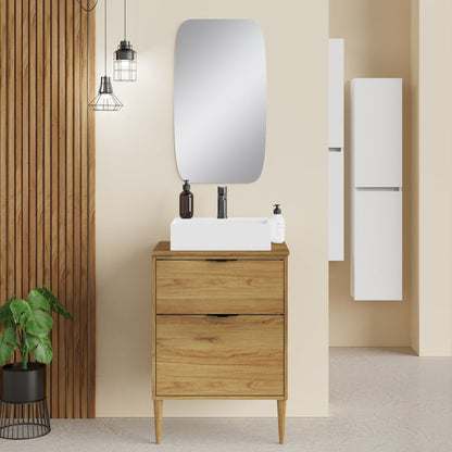 Sicily Caramel Oak 600mm Wall Hung Vanity Unit