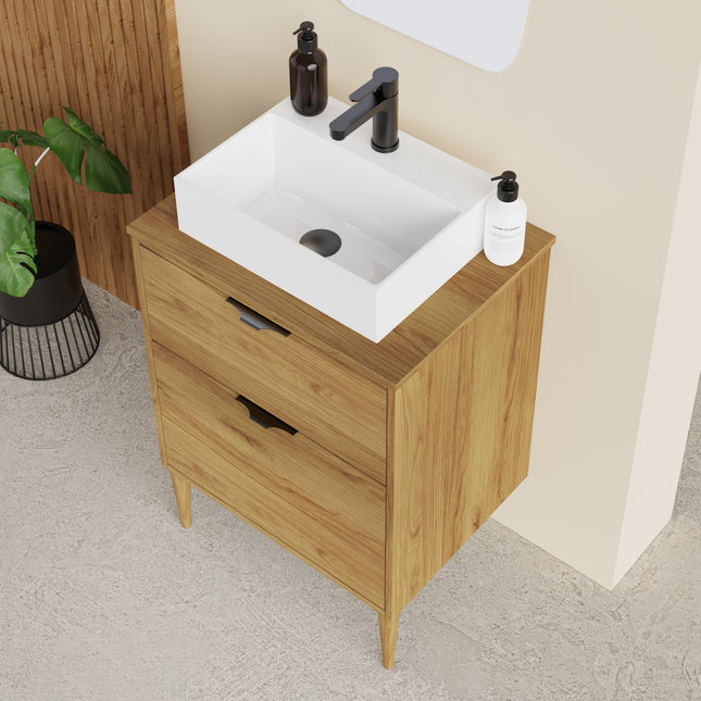 Sicily Caramel Oak 600mm Wall Hung Vanity Unit