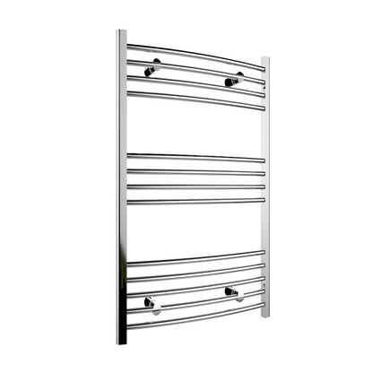 NILE 1000 x 600mm Curved Chrome Heated Bathroom Towel Ladder Radiator Rail