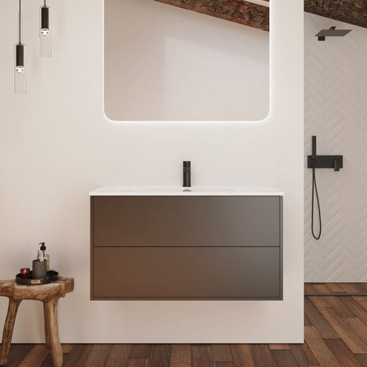 Optimus Noir Wall Hung Vanity Unit + Basin - Matt Black